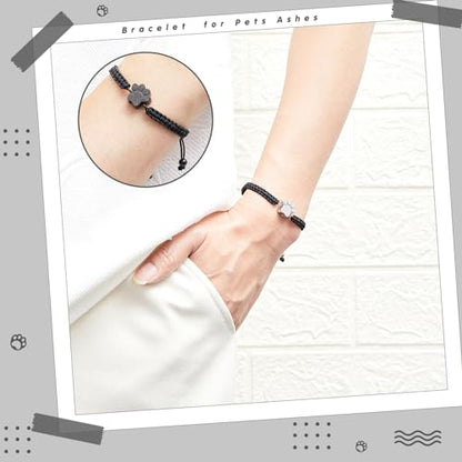 Misdary Cremation Urn Bracelet, Pet Memorial Keepsake - style: Black,White