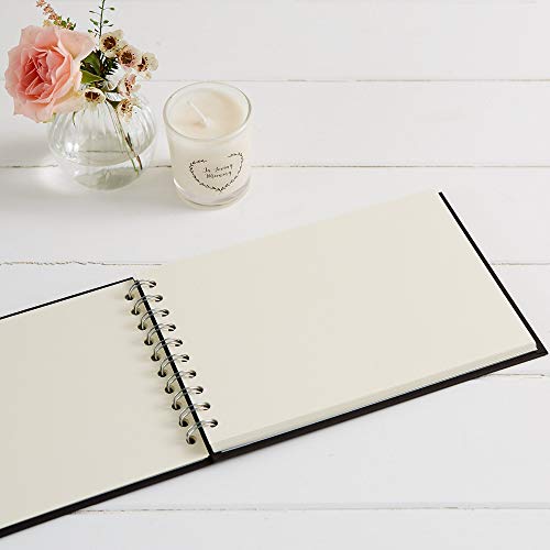 ANGEL & DOVE Funeral Memory Book - Black Textured Covers, 8" x 6" - Condolence, Guest Book, Memorial