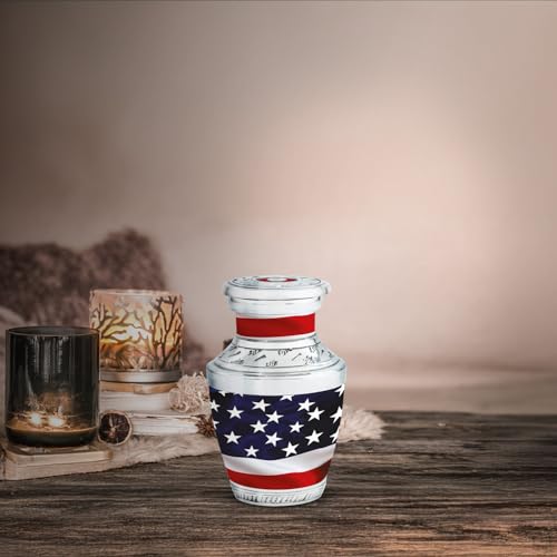 American Flag Urns for Human Ashes Adult Male & Female, Small Keepsake Urn for Human Ashes Adult Woman & Man, Mini Funeral Urns 3Inch - color: American Flag Urns