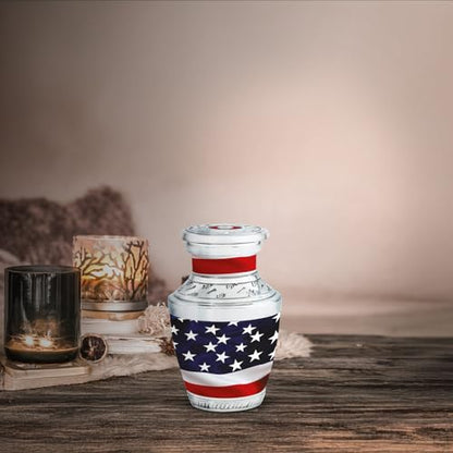 American Flag Urns for Human Ashes Adult Male & Female, Small Keepsake urn for Human Ashes Adult Women, Mini Cremation Urns 3Inch - color: Memorial American Flag