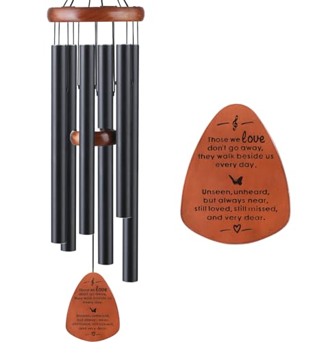 Memorial Wind Chimes, Sympathy Gift for Loss of Loved One, Outdoor Garden | A heartfelt sympathy gift and memorial wind chime with soothing sounds, bringing comfort, peace, and lasting remembrance - size: Black - Teardrop Design