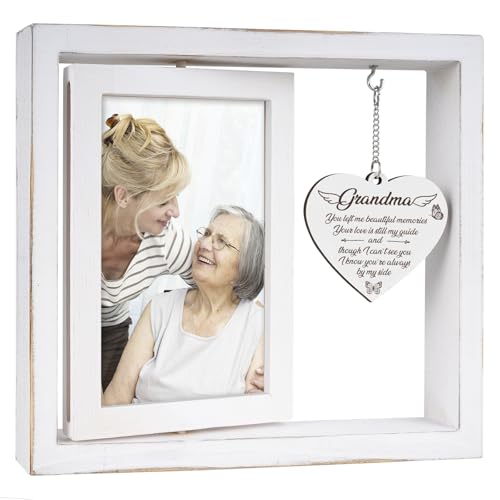 Grandma Memorial Picture Frame,Loss Of Grandma Sympathy Gifts,Bereavement Gift Ideas,Condolences Gift For Loss,Memorial Gifts for Loss of Gandma,Vintage Style Rotating Photo Frame Fits 4x6 In Photos - color: White, size: 4x6 Inches - Grandma