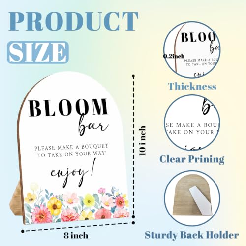 Bloom Bar Sign Wooden Table Sign with Stand, Wedding Flower Bar Decor - color: Bloom