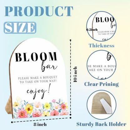 Bloom Bar Sign Wooden Table Sign with Stand, Wedding Flower Bar Decor - color: Bloom