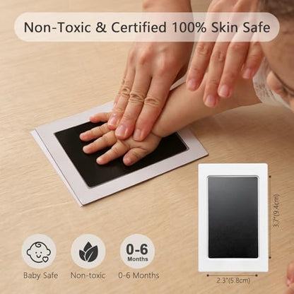 Baby Hand and Footprint Kit,Inkless Baby Handprint Kit with 2 Safe Clean-Touch Ink Pads and a Wooden Baby Picture Frames for Newborn,Baby Gifts-Ash Wood - color: Oak