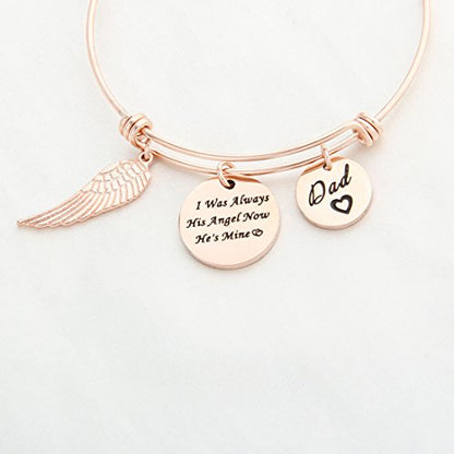 WUSUANED Memorial Jewelry I Used to Be His/Her Angel Bracelet in Memory of Loved One Dad Mom Sympathy Gift - color: In memory of dad bracelet RG