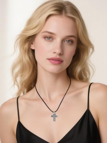 Dreamboat Pet Urn Necklace for Dog Cat Ashes 925 Sterling Silver Paw Print Cremation Keepsake Pendant Celtic Knot Memorial Jewelry Gifts for Women Men - style: 02A-Cross (Silver)