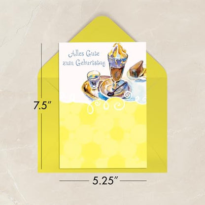 Designer Greetings German Language Happy Birthday Cards 6 Pack | Boxed Card Set, Matching Envelopes - style: 6 PK German Birthday - Eiskaffee