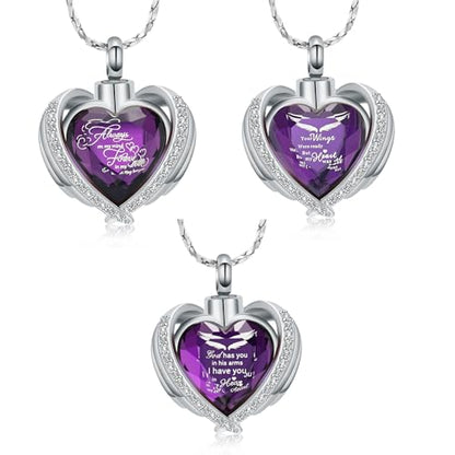 Cremation Jewelry for Ashes Pendant Crystal Heart Urn Necklace Keepsake Urn Memorial Pendant Ash Holder - color: Customize