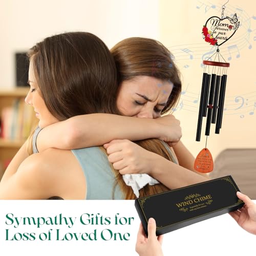 Kathfly Sympathy Wind Chimes for Loss of Loved One, 28" Memorial Wind Chimes for Outside, Bereavement Condolence Funeral Windchime Funeral Gift for Gifts for Loss of Loved One Mother Father Husband - style: Flower Mom