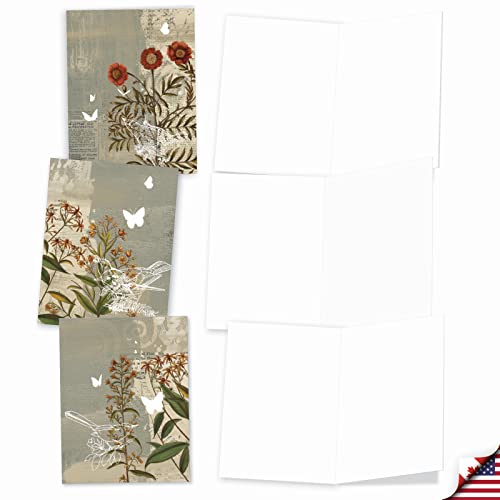 The Best Card Company - 10 Assorted Flower Cards Blank for Women (4 x 5.12 Inch) - All Occasion Floral Greetings Boxed - Floral Collages M2986OCB - style: Floral Collages