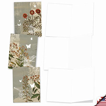 The Best Card Company - 10 Assorted Flower Cards Blank for Women (4 x 5.12 Inch) - All Occasion Floral Greetings Boxed - Floral Collages M2986OCB - style: Floral Collages