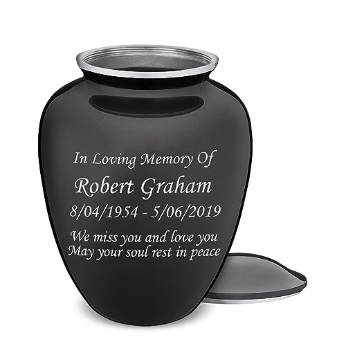 Geturns Embrace Adult Personalized Cremation Urns for Human Ashes I Large Charcoal Funeral Urn for Men and Women I 200 lbs - color: Carcoal Black