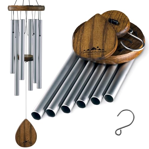 Havasu Outdoor Wind Chimes Silver, Tuned to Soothing EMajor | Strong for Any Weather. A Lasting Gift. 28". Total Volume Control. Feng shui, Relaxation, Memorial. Easy to Hang - color: Silver, size: 28"
