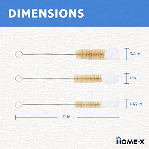 HOME-X Soft-Tip Cleaning Brush Set, Soft Scrub Brush with Long Handle, Handy Crevice-Cleaning Tool, Glassware-Cleaning Brush, Set of 3