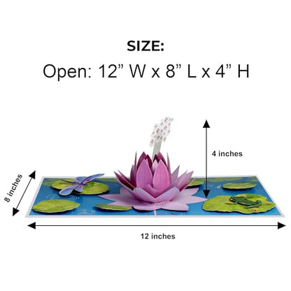 iGifts And Cards Pink Lotus Flower 3D Pop-Up Card – Serene Wishes 6"x8" | Thinking Of You, Get Well, Sympathy, Meditation Theme, Friend, Teacher, Nature Lover, Spiritual Seeker Keepsake, Notecard - color: Pink Lotus