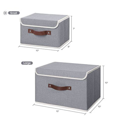 ANMINY Fabric Storage Box Bins with Lids, Gray, 10"x8"x7", 2 Pack - color: Gray, size: Small (Pack of 2)