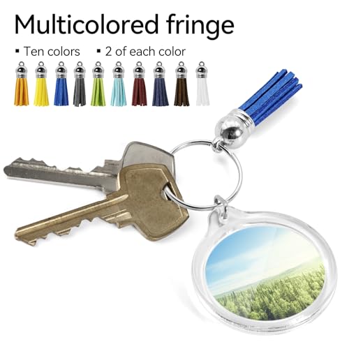 20 Set Acrylic Photo Keychain-Clear Picture Frame Keychain with Tassels - style: Round