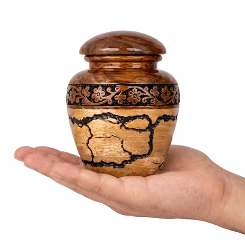 Small Wooden Urns for Human Ashes – 20 lb Black Thunderstorm Pattern Cremation Urn, Decorative Keepsake Burial Container for Ashes Adult Male or Female Memorial Display - size: Small 20 Cu In