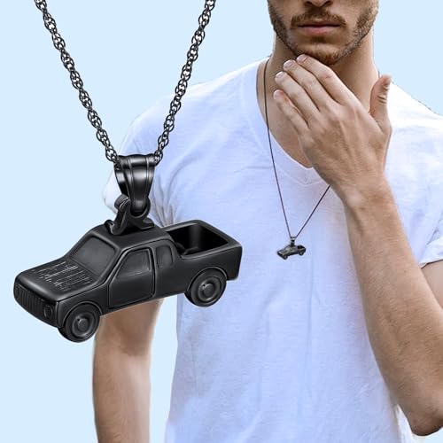 shajwo Pick Up Truck Urn Necklaces for Ashes for Men - color: Black