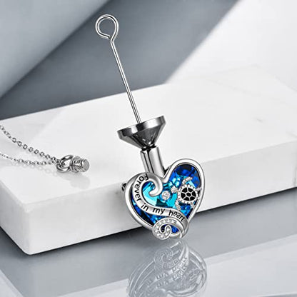 WINNICACA Silver Cremation Urn Necklaces for Ashes of Loved Ones - style: 1-Sea Turtle Crystal Necklace