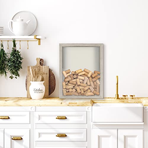 Americanflat 11x14 Shadow Box Frame with Shatter-Resistant Glass - Silhouette Collection - Large Shadow Box Display Case for Tabletop and Wall Display - Driftwood with Soft Felt Back - color: Driftwood, size: 11x14