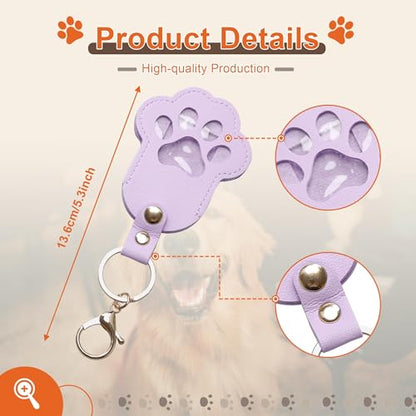 Pet Memorial Keychain Dog Paw Keepsake Photo Holder - color: 3pack Purple