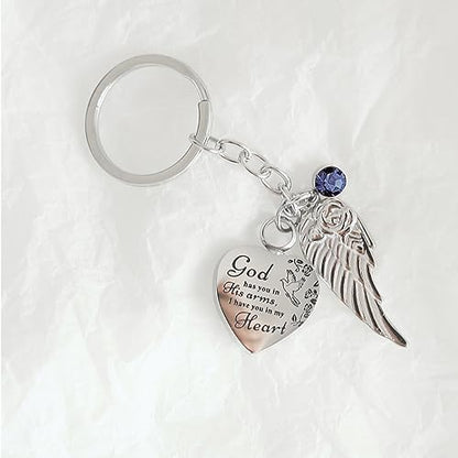 Heart Urn Necklace for Ashes Cremation Jewelry Urn Keychain for Ashes with Birthstone Cremation Keychain - color: October