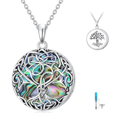 WINNICACA Urn Necklaces for Ashes 925 Sterling Silver Tree of Life Ash Necklace Cremation Jewelry Urn Pendants for Women Memorial Gifts for Birthday Christmas Funeral - style: 05-Urn