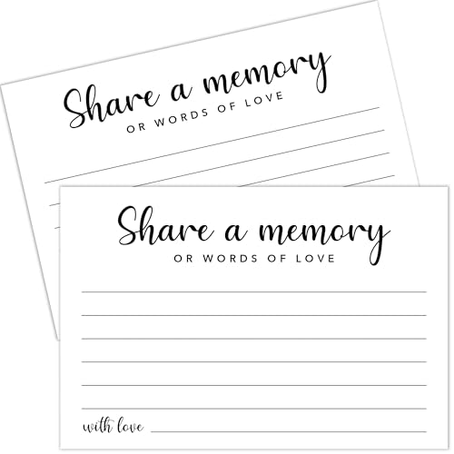 Minimalism Share a Memory Cards for Celebration of Life, Graduation, Retirement, Birthdays, Guest Book Ideas, Funeral Sign In Book For Memorial Service, 4x6 Inches Set of 50 Pcs -A06 - color: White