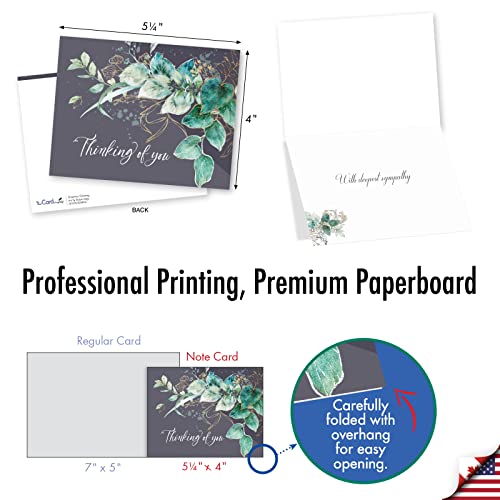 The Best Card Company 20 Assorted Sympathy Notecards Boxed Set 4 x 5.12 Inch with Envelopes (10 Designs, 2 Each) Greenery Grieving AM10322SMG-B2x10 - style: Greenery Grieving