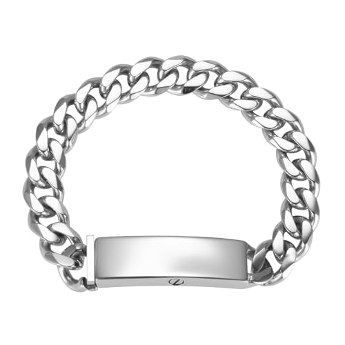 Urn Bracelet For Ashes For Men Stainless Steel Cuban Link Chain Cremation Jewelry For Ashes Of Loved Ones Memorial Bangle Bracelet - color: Silver-20cm