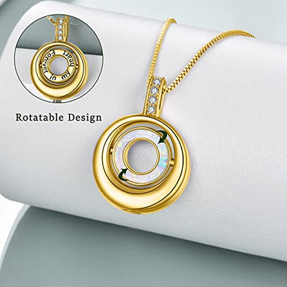 WINNICACA Cremation Jewelry for Ashes Locket Ashes Necklace Urn Necklace for Women Sterling Silver Cremation Necklace for Ashes Fine Keepsake Picture Necklace Memorial Jewelry - style: C01-Circle of Life Urn Necklace(Created Opal)