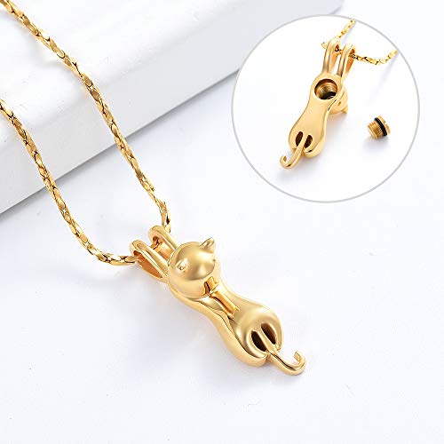 Imrsanl Pet Cremation Jewelry for Ashes Cat Urn Necklace - color: Gold