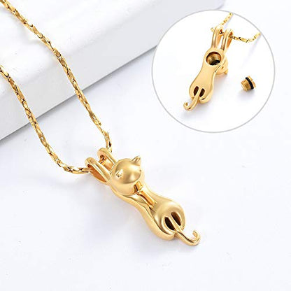 Imrsanl Pet Cremation Jewelry for Ashes Cat Urn Necklace - color: Gold