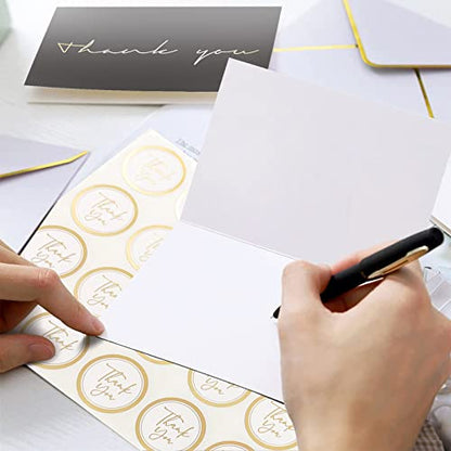 40 Thank You Cards, Black and Gold Foil Thank You Cards Bulk, All Occasions Thank You Note Card with Envelopes & Stickers, Wrapped with Sturdy Box, Great for Wedding, Baby Shower, Bridal Shower, Etc -