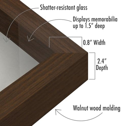 Americanflat 8.5x11 Shadow Box Frame with Shatter-Resistant Glass - Silhouette Collection - Large Shadow Box Display Case for Tabletop and Wall Display - Walnut with Soft Felt Back | Shatter-resistant glass, 1.5 inch interior depth, hangs vertical or hori