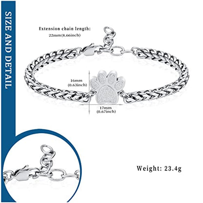constantlife Cremation Bracelet for Pets Ashes - Dog Paw Pendant Bangle Stainless Steel Memorial Urn Jewelry - color: Y-Silver