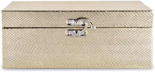 Set of 2 Decorative Wooden Keepsake Boxes Storage Boxes with Gold Leather and Clasp Closure Small Size Jewelry Organizer Gift Box