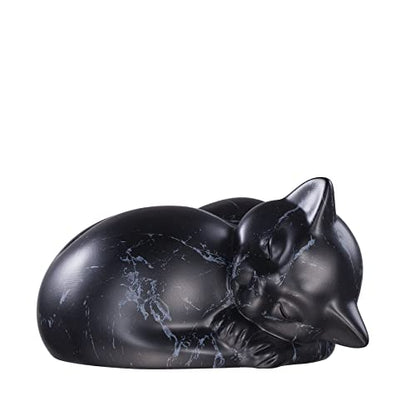 Pet Urns,Sleeping Resin Cremation Cat Urn, Cat Urns for Ashes, Small Animal Urn (Black)… - color: Black