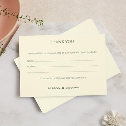 ANGEL & DOVE 25 Ivory Funeral Attendance Cards - Collect Guest Name & Addresses