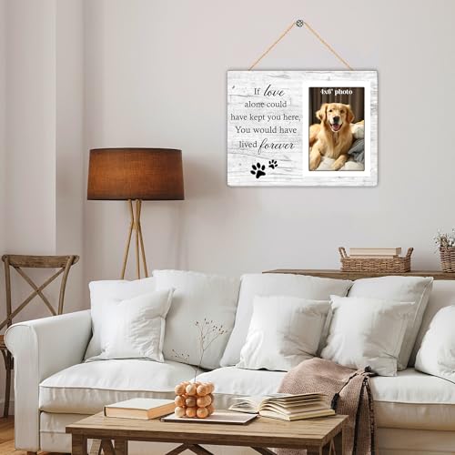 Dog Memorial Picture Frame, Pet Sentiment Memorial Gifts for Loss of Dog, Pet Picture Frames Memorial, If Love Could Have Kept You Here You Would Have Lived Foreve, 4x6 Photo12P92