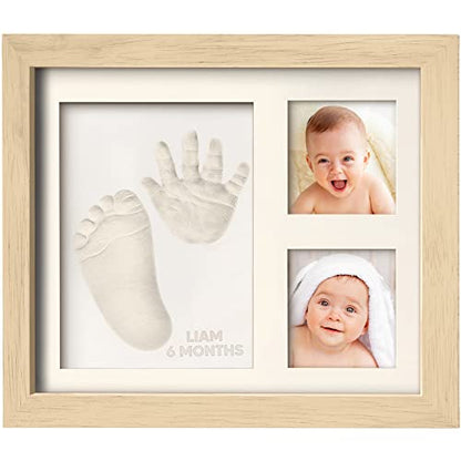 Baby Hand and Footprint Kit,Quick Dry Clay Baby Footprint Kit (Ash Wood) | Pets Paw Kit, Newborn Keepsake Picture Frame for Boys, Girls, Personalized New Mom Gifts for Shower & Registry, Grandparents - color: Ash Wood