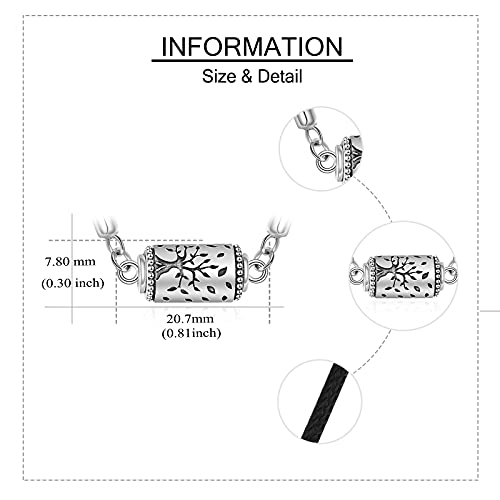 Sterling Silver Tree of Life Urn Necklace for Ashes Owl Necklace Pendant Charm for Women Memorial Gifts Keepsake Always in My Heart Memory Necklace Jewelry - style: 3D Bar Family Tree Pendant