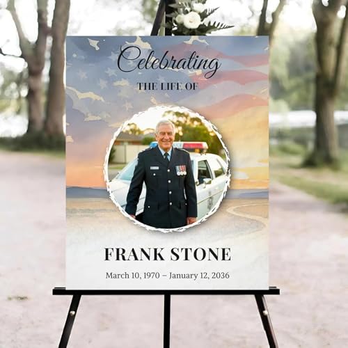 American Flag Funeral Welcome Sign, Police Celebration of Life Welcome Sign, in Loving Memory Sign, Celebration of Life, Celebration of Life Sign, Memorial Sign with Photo,Funeral Welcome Sign #Tfo12 - color: Version #19