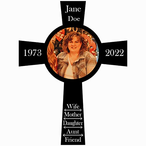 PK Décor Memorial Gifts for Loss of Father or Mother - Cross Picture Frame Wall Decor - Memorial Cross With Picture - Grave Decorations for Cemetery (Cross 2) - style: Cross 2