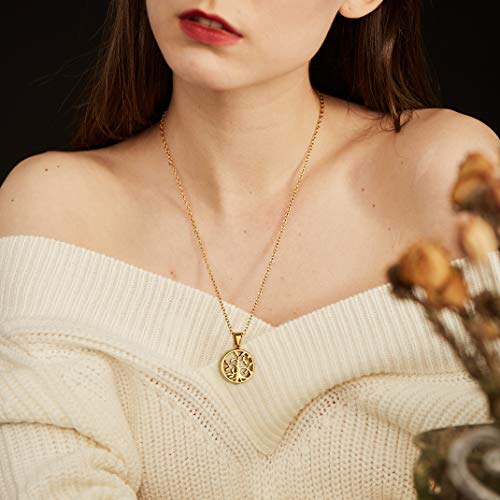 GOLDCHIC JEWELRY Urn Necklaces for Ashes, Stainless Steel Pet/Cross/Birthstone/Tree of Life Personalized Keepsake Memorial Jewelry for Women - color: Family Tree - 18k Gold Plated, style: No Engraving