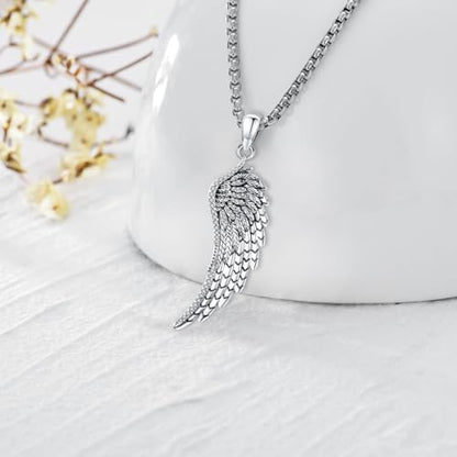 Angel Wings Necklace 925 Sterling Silver Guardian Angel Nurse RN Caduceus Pendant Charm Crystal Angel Jewelry Gifts for Women - style: B-Angel Wing