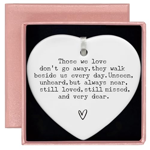 Heart Shaped White Ceramic Ornament-Memorial Remembrance Keepsake-Sympathy Gift for Loss of Loved One-in Loving Memory Decor-Those We Love Don't Go Away