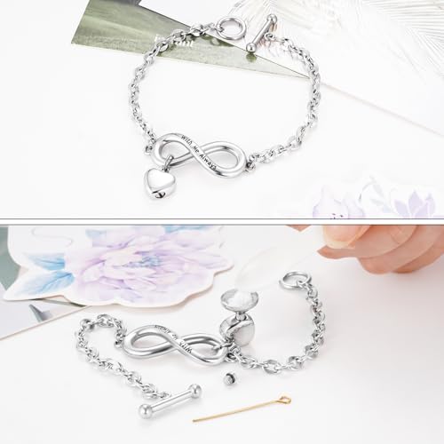 XIUDA Urn Bracelet for Ashes Cremation Bracelet Ashes Bracelet Heart Locket Holder Bangle Link Chain Women Men - color: Silver-Infinity